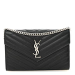 Grain De Poudre Matelasse Chevron Monogram Chain Wallet Black