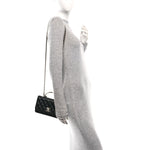 Lambskin Quilted Crystal Handle Wallet On Chain WOC Black