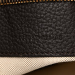 Pebbled Calfskin Large Alix Padlock Zip Hobo Bag Dark Brown