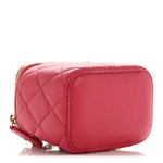 Caviar Quilted Mini Vanity Case With Chain Dark Pink