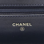 Lambskin Quilted Wallet On Chain WOC Navy