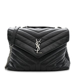 Calfskin Y Quilted Monogram Medium Loulou Chain Satchel Storm