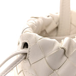Calfskin Intrecciato Small Castello Bucket Bag White