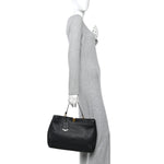 Calfskin Le Dix Soft Cabas M Shoulder Bag Black