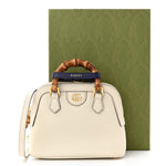 Textured Dollar Calfskin Mini Diana Dome Tote Bag White