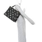 Canvas Printed Quilted Logo Tote Black White