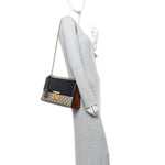 GG Supreme Monogram Calfskin Medium Padlock Shoulder Bag Beige Black Cuir