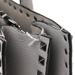 Grained Calfskin Medium Rockstud Double Handle Horizontal Tote Pastel Grey