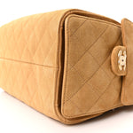 Suede Quilted Small Chanel 25 Handbag Beige