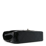 Patent Quilted Medium Double Flap Black
