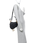 Grained Calfskin Saddle Bag With Strap Black