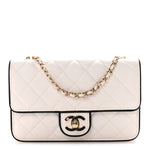 Lambskin Quilted Resin CC Mini Flap Bag White Black