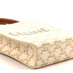 Triomphe Canvas Calfskin Mini Vertical Cabas White
