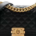 Caviar Quilted Small Boy Flap Black