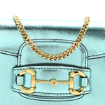 Metallic Calfskin Super Mini Horsebit 1955 Shoulder Bag Light Blue