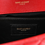 Grain De Poudre Textured Mixed Matelasse Triquilt Medium Monogram Satchel New Red