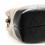 Suede Calfskin Shiny Lambskin Quilted Small Coco Base Shopping Bag Grey Black