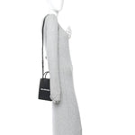 Calfskin Crocodile Embossed Logo Shopping Phone Holder Bag Black
