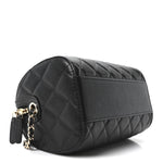 Caviar Quilted Barrel Purse With Chain  Black