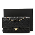 Caviar Quilted Medium Double Flap Black