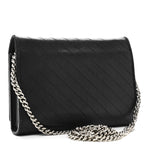 Sakai Be Green Calfskin Diagonal Stitched Blondie Wallet on Chain Black