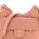 Caviar Quilted Small Wavy CC Hobo Coral