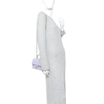 Lambskin Quilted Mini Top Handle Rectangular Flap Light Purple
