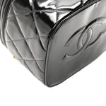Patent Quilted Top Handle Vanity Case Black
