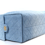 Washed Denim Quilted Medium Chanel 25 Handbag Blue