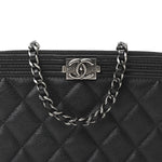 Grained Calfskin Quilted Boy Phone Holder Wallet On Chain Black