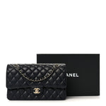 Caviar Quilted Medium Double Flap Navy