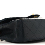 Lambskin Quilted Medium Double Flap Navy