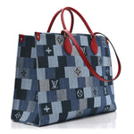 Denim Damier Monogram Onthego Blue Rouge