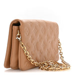 Lambskin Embossed Monogram Pochette Coussin Camel