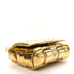 Mirror Lambskin Maxi Intreccio Padded Cassette Crossbody Bag Gold