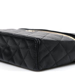 Caviar Quilted Top Handle Slim Vanity With Chain Black