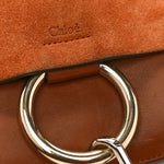 Suede Calfskin Small Faye Shoulder Bag Tobacco