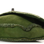 Suede Shearling Flap Clutch Green