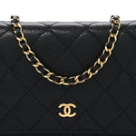 Caviar Quilted Wallet on Chain WOC Black
