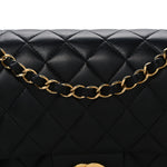 Lambskin Quilted Medium Double Flap Black