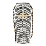 Metal Resin Lambskin Crystal Lipstick Case Long Necklace On Chain Silver Black Gold
