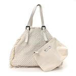 Nappa Intrecciato Canvas Fringe Maltinto Tote White