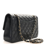 Caviar Quilted Medium Double Flap Navy