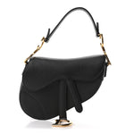 Grained Calfskin Mini Saddle Bag Black