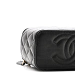 Caviar Quilted Small Vanity Case With Chain Black