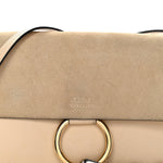 Suede Calfskin Small Faye Shoulder Bag Pearl Beige
