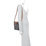 Triomphe Canvas Calfskin Small Drawstring Bucket Bag Tan