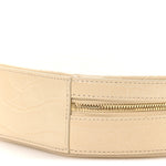 Calfskin Crocodile Embossed Circle Crossbody Bag Dune
