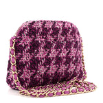 Tweed Quilted Mini Clutch With Chain Purple