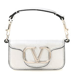 Laminated Calfskin Vlogo Micro Loco Shoulder Bag Silver